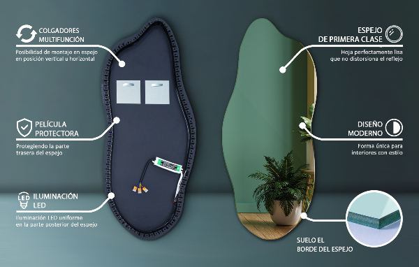 Onregelmatige spiegel met led 45x100 cm