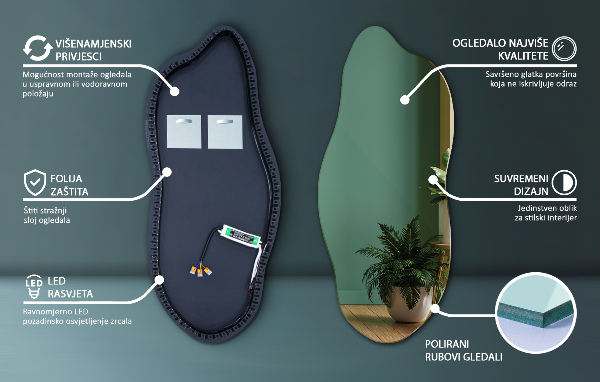 Onregelmatige spiegel met led 45x100 cm