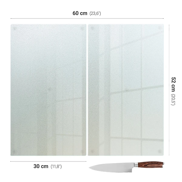Set van 2 snijplanken van gehard glas 30 x 52 cm