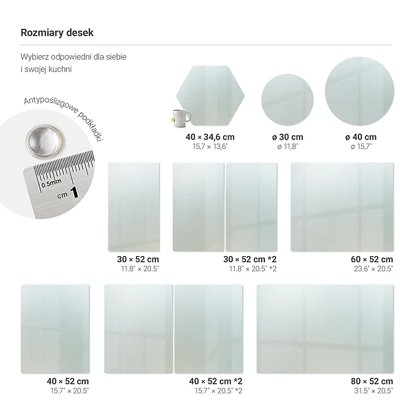Set van 2 snijplanken van gehard glas 30 x 52 cm