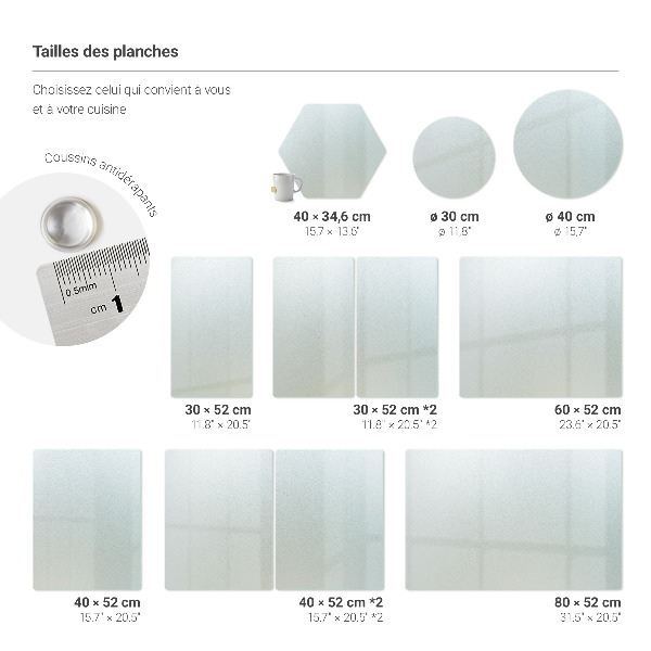 Glazen snijplank set van 2 stuks in formaat 40 x 52 cm