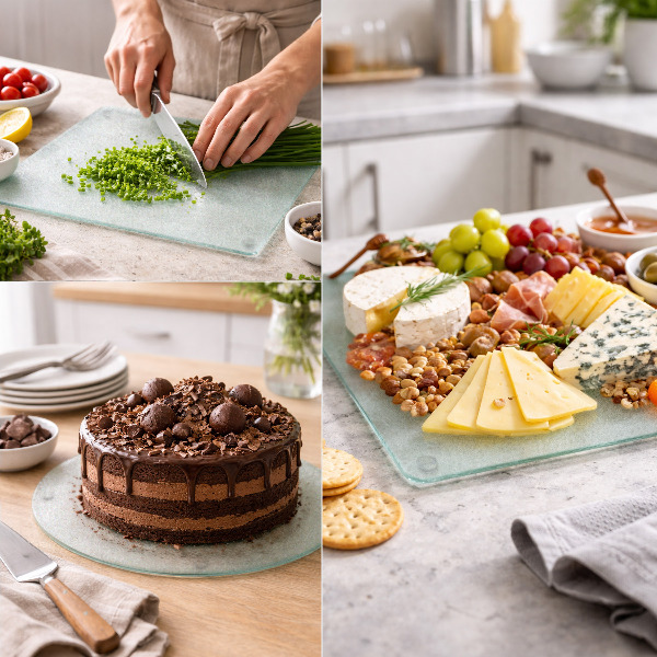 Snijplank van glas in afmeting 52 x 30 cm