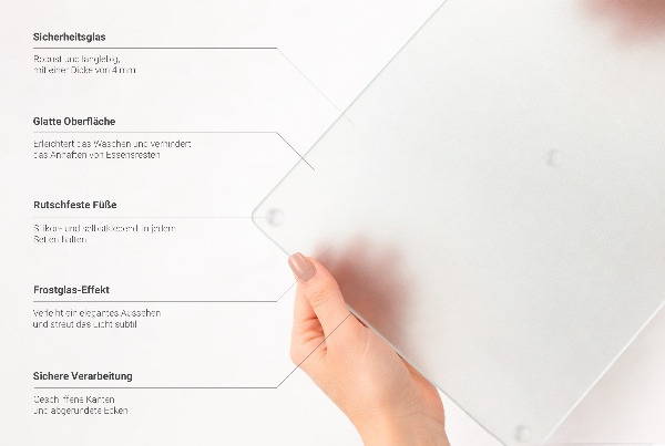 Glazen snijplank van 80 x 52 cm