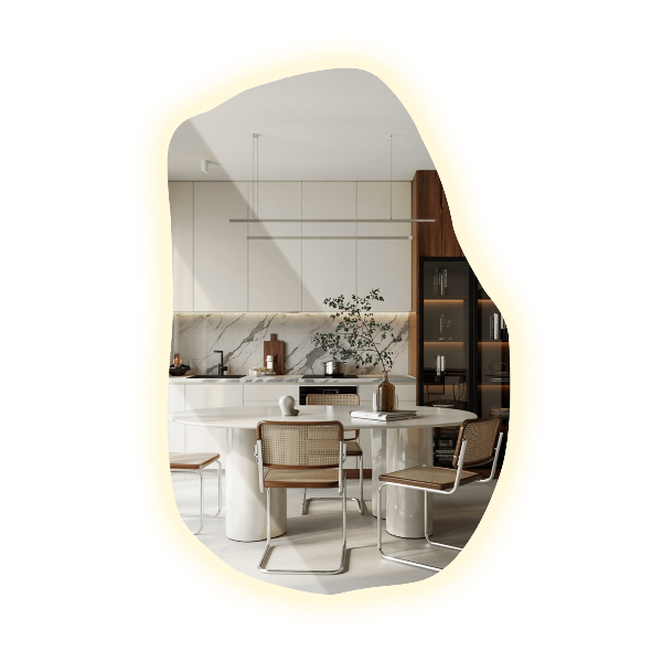 Onregelmatige spiegel met led uniek 100x65 cm