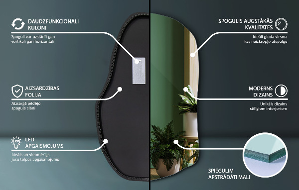 Asymmetrische spiegel led modieus 90x59 cm