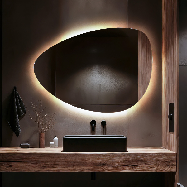 Eivormige LED-spiegel 50x70 cm
