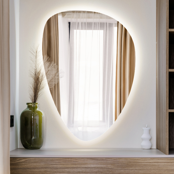 Eivormige led-wandspiegel 64x90 cm