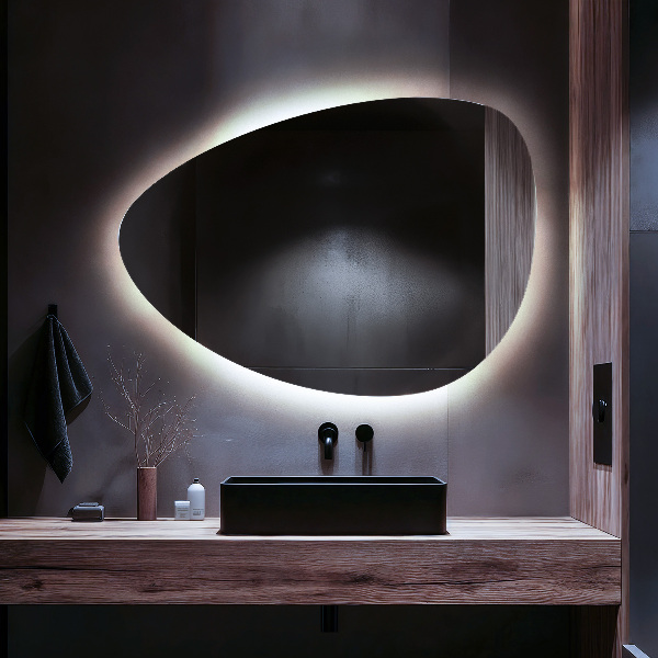 Eivormige led-wandspiegel 64x90 cm