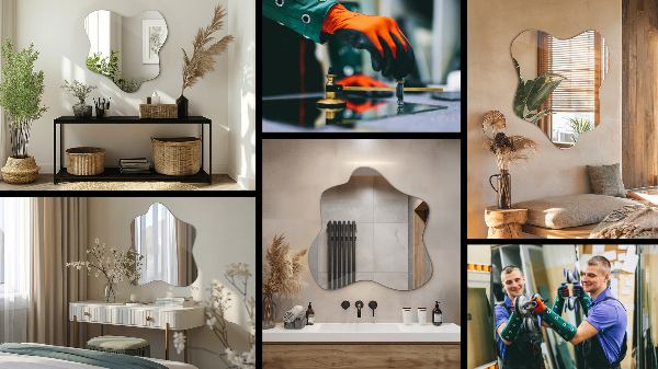 Asymmetrische spiegel vlek 68x67 cm