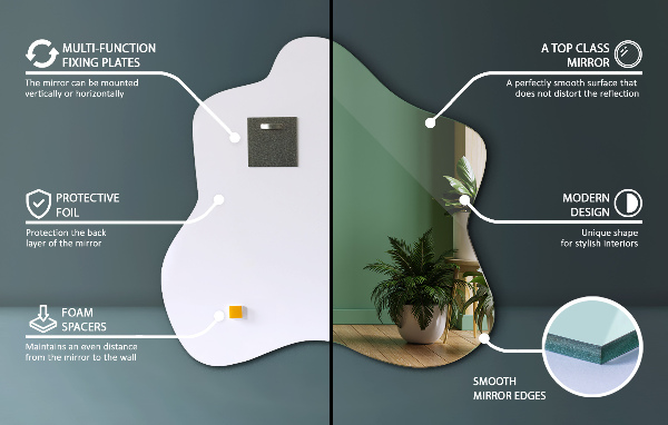 Asymmetrische spiegel vlek 68x67 cm
