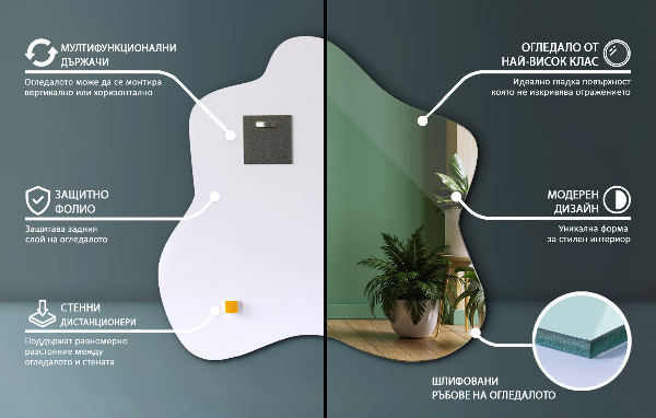 Asymmetrische spiegel vlek 77x77 cm