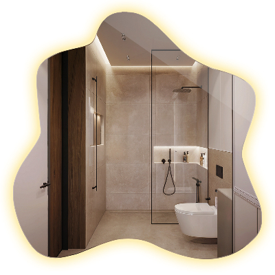 Asymmetrische spetter spiegel led 77x77 cm