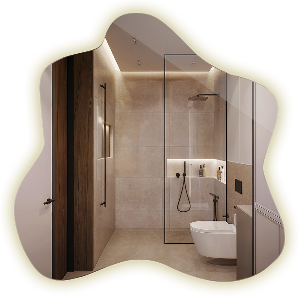 Asymmetrische spetter spiegel led 77x77 cm