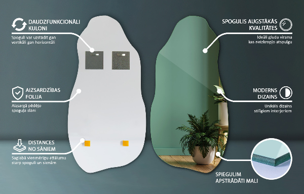 Organische spiegel decoratieve vormen 40x80