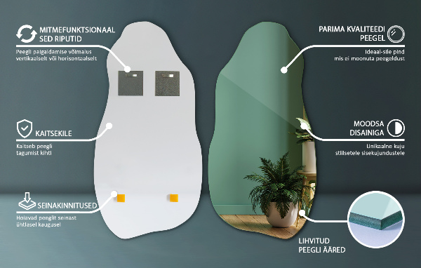 Asymmetrische spiegel stijlvol accessoire zonder frame 45x90