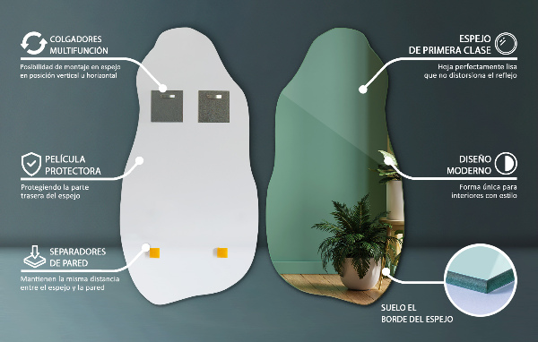 Spiegel organische vorm originele ophanging 50x100