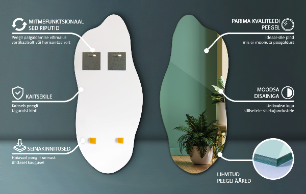 Asymmetrische spiegel zonder kader 40x90 cm