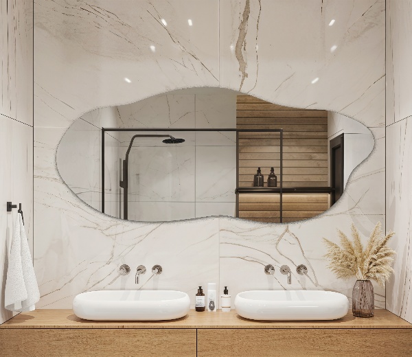 Asymmetrische spiegel zonder kader 40x90 cm