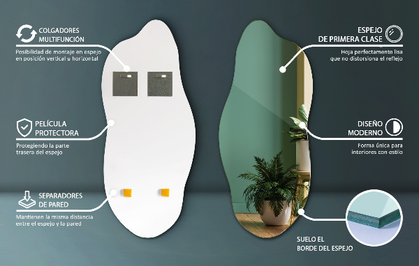 Spiegel asymmetrisch modern 45x100 cm