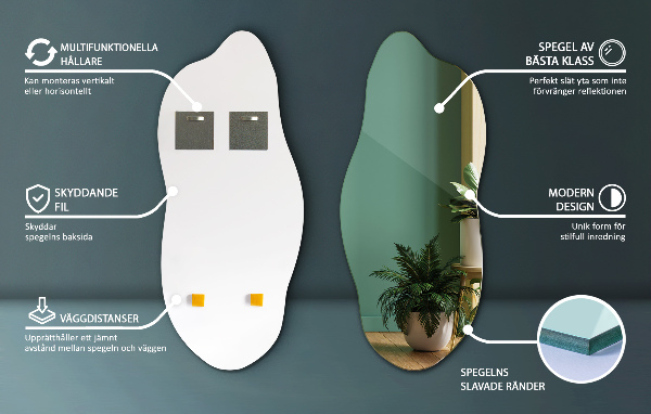 Spiegel asymmetrisch modern 45x100 cm