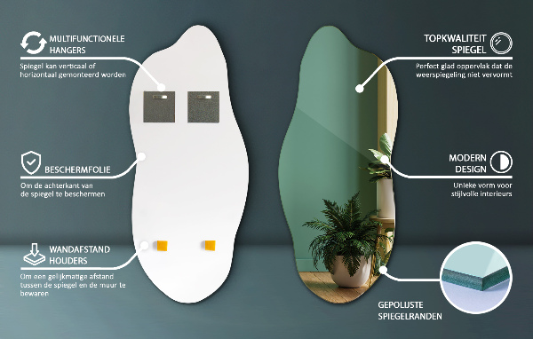 Spiegel asymmetrisch modern 45x100 cm