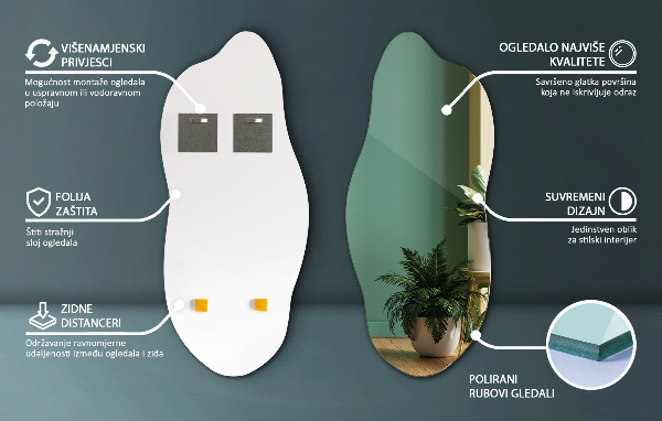 Spiegel asymmetrisch modern 45x100 cm