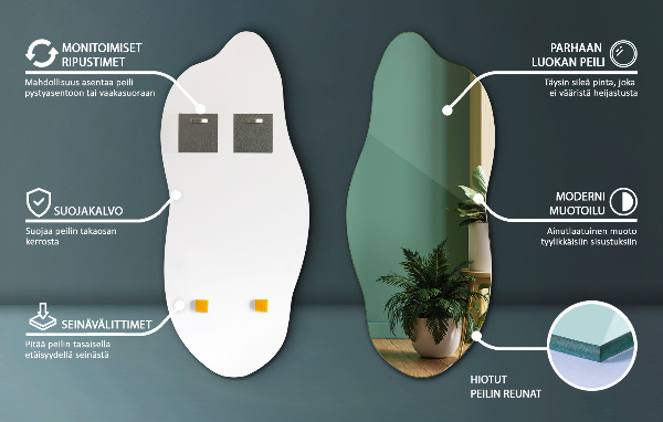 Spiegel asymmetrisch modern 45x100 cm