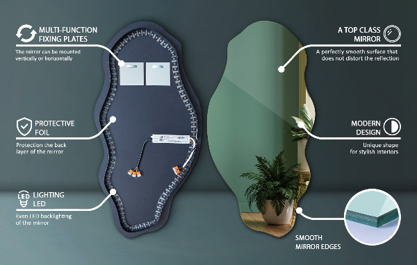 Spiegel organisch met licht modieus 40x80 cm