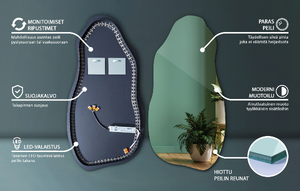 Onregelmatige spiegel met led moderne decoratie 40x80 cm