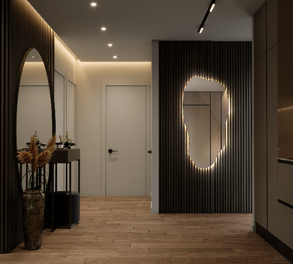 Asymmetrische spiegel met verlichting modern 50x100 cm