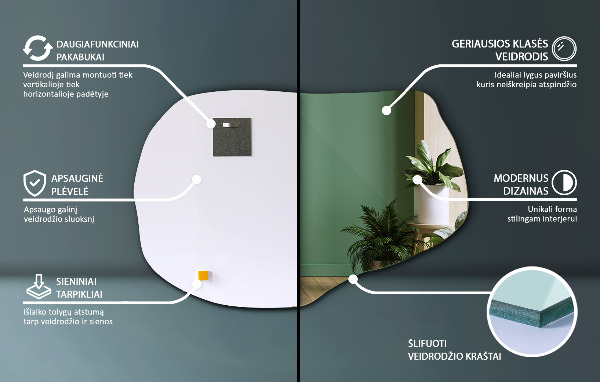 Organische spiegel hangende 100x65 cm