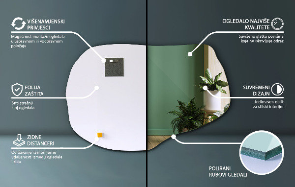 Organische spiegel hangende 100x65 cm