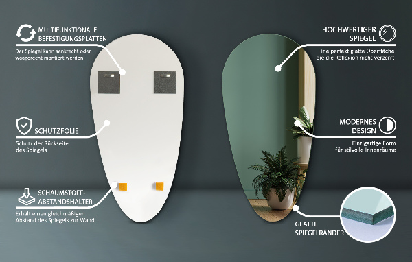 Spiegel druppel 40x80 cm