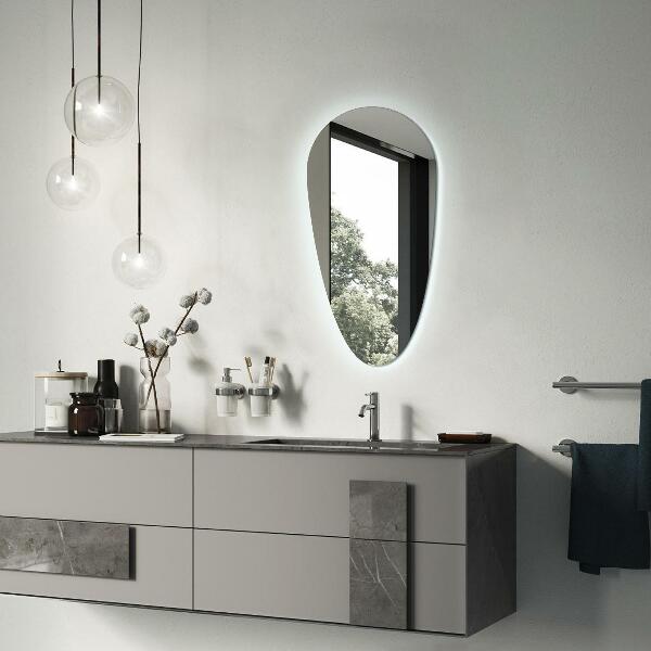 Druppelvormige spiegel led 50x100 cm