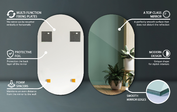 Ovale wandspiegel zonder lijst 52x90 cm