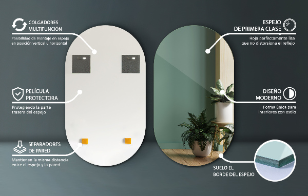 Ovale spiegel zonder lijst 58x100 cm