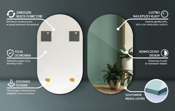 Ovale spiegel zonder lijst 58x100 cm