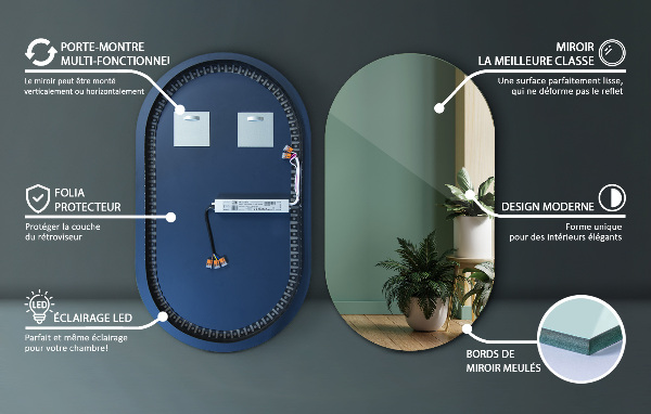 Led spiegel oval 46x80 cm