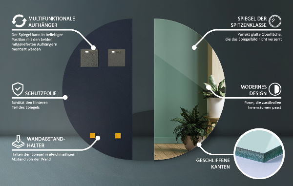 Spiegel halve cirkel 50x100 cm