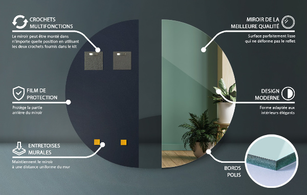 Spiegel halve cirkel 50x100 cm