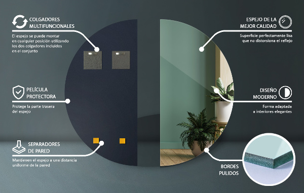 Spiegel halve cirkel 50x100 cm