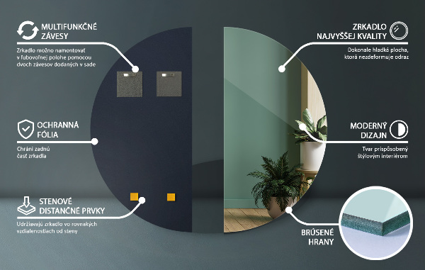 Spiegel halve cirkel 50x100 cm