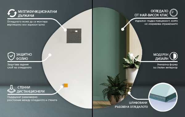 Asymmetrische spiegel 58x58 cm