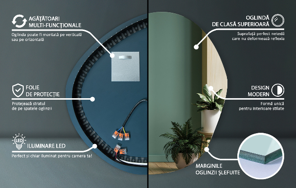 Onregelmatige spiegel met led 77x77 cm