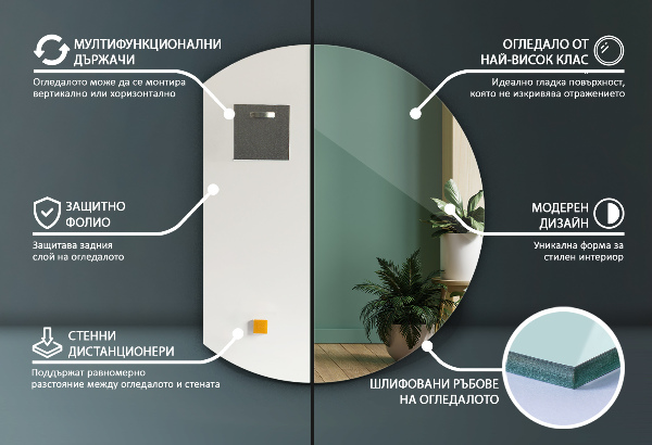 Spiegel rond afgesneden 70x80 cm