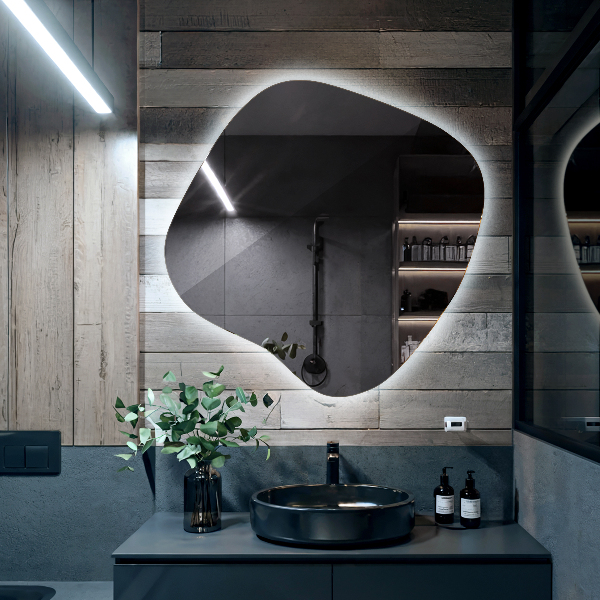 Onregelmatige spiegel met led 59x58 cm