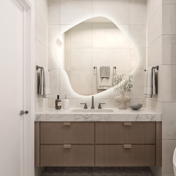 Onregelmatige spiegel met led 59x58 cm