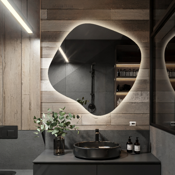 Onregelmatige spiegel met led 59x58 cm