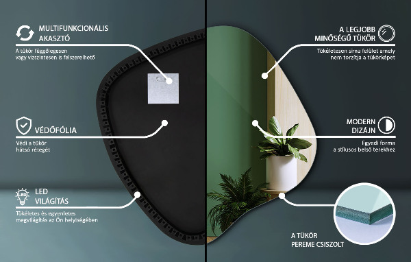 Onregelmatige spiegel met led 59x58 cm