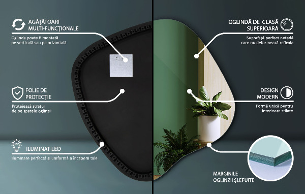 Onregelmatige spiegel met led 68x67 cm